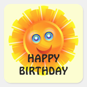 Een gelukkige zonnige verjaardag vierkante sticker