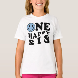 Een gelukkige zus   Blauw passend één familieverja T-shirt