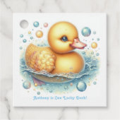 Een gelukseend eerste verjaardagsfeestje bedankjes labels (Voorkant)