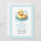 Een gelukseend eerste verjaardagsfeestje kaart (Voorkant)