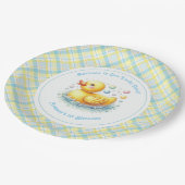 Een gelukseend eerste verjaardagsfeestje papieren bordje (Gekanteld)