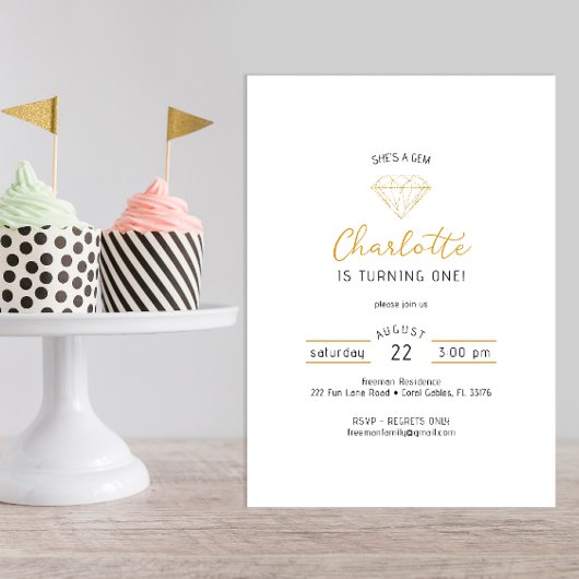 Een Gem Gold Diamond verjaardagsuitnodiging Kaart