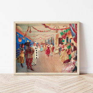 Een gemaskerde bal op een schip   Victor Gabriel G Poster