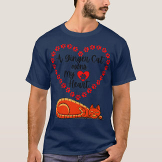 Een gemberkat bezit mijn hart Sinaasappel kattenli T-shirt