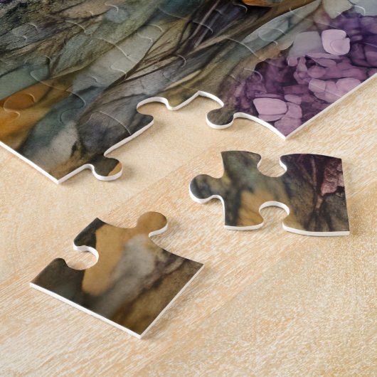 Een gemberkat in een lavendelveld legpuzzel (Zijkant)