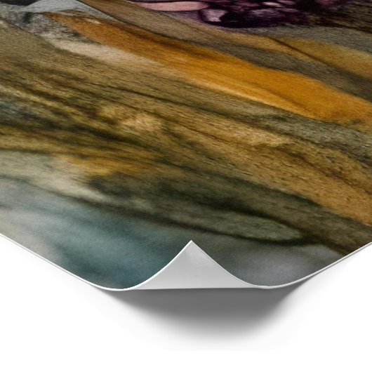 Een gemberkat in een lavendelveld poster (Hoek)