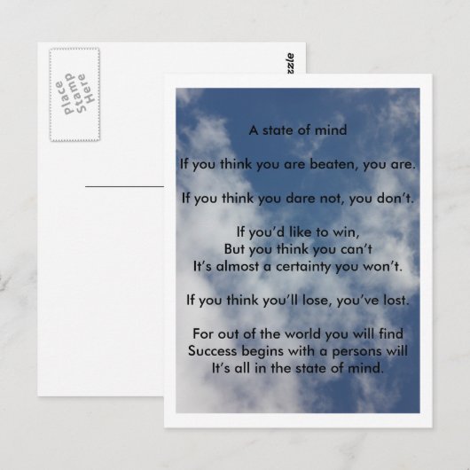 Een gemoedstoestand briefkaart (Voorkant / Achterkant)