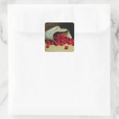 Een gemorste zak kersen vierkante sticker (Tas)