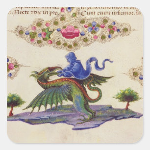 Een Genie en een Winged Monster Vierkante Sticker