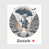 Een gentleman skelet in het regenachtige Parijs Sticker (Vel)