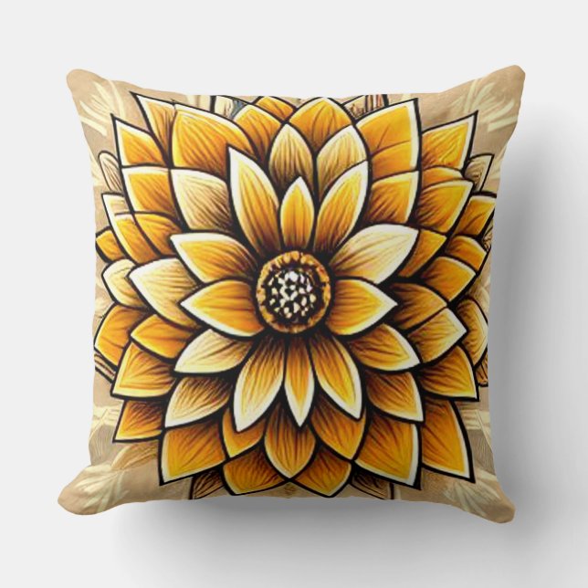 Een geometrische bloem met meerdere lagen bloembla kussen (Voorkant)