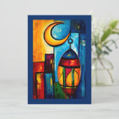 Een geometrische ramadanlantaarn in Abstracte tint Kaart (Staand voorkant)