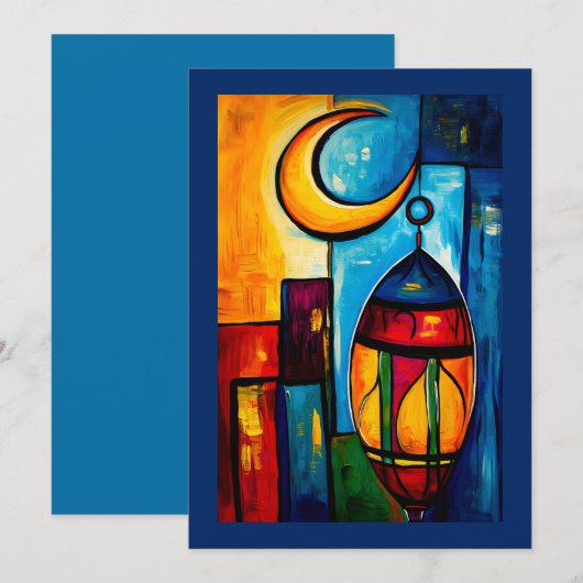 Een geometrische ramadanlantaarn in Abstracte tint Kaart (Voorkant / Achterkant)