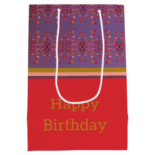 Een gepatterde papiertas met fijne verjaardag medium cadeauzakje (Achterkant)