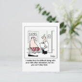 Een gepensioneerde bij de dokter briefkaart (Staand voorkant)