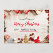 Een gepersonaliseerd kerst briefkaart met geschenk (Voorkant)