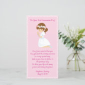 Een gepersonaliseerd meisje uit het eerste communi bedankkaart (Staand voorkant)