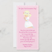 Een gepersonaliseerd meisje uit het eerste communi bedankkaart (Voorkant)