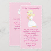 Een gepersonaliseerd meisje uit het eerste communi bedankkaart (Voorkant / Achterkant)