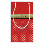 Een Gepersonaliseerd Tomato Red Polka Dots, Gold R Klein Cadeauzakje (Voorkant)