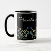 Een gepersonaliseerde bloemige Mok met zwart (Links)