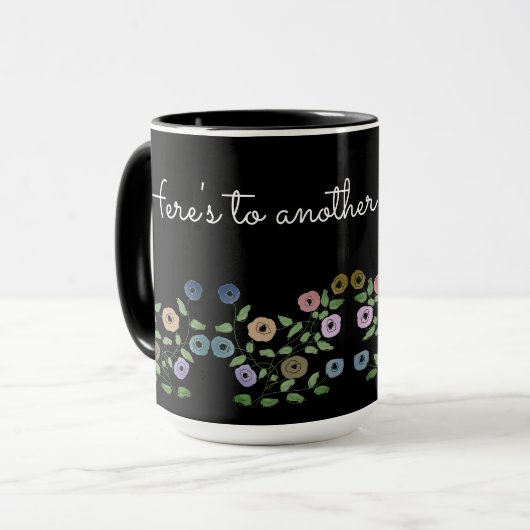 Een gepersonaliseerde bloemige Mok met zwart (Voorkant links)
