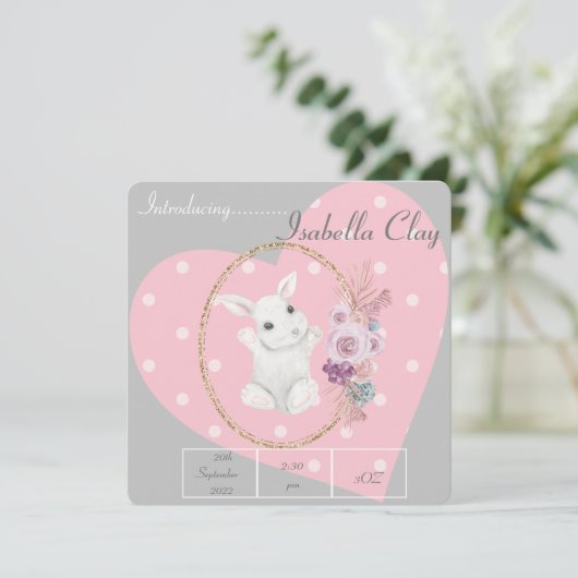 EEN GEPERSONALISEERDE GEBOORTEANNOUNCEMENT FLAT-KA (Staand voorkant)