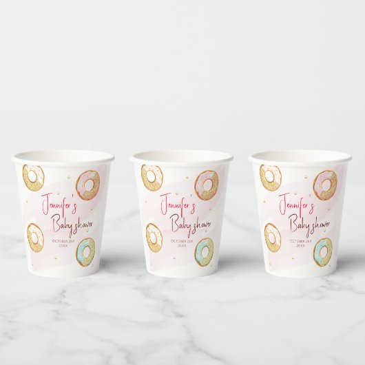 Een gepersonaliseerde gouden Donut Paper cup Papieren Bekers (Multi)