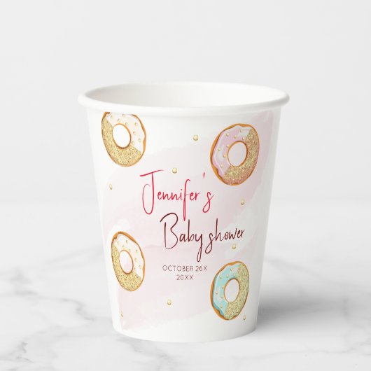 Een gepersonaliseerde gouden Donut Paper cup Papieren Bekers (Voorkant)
