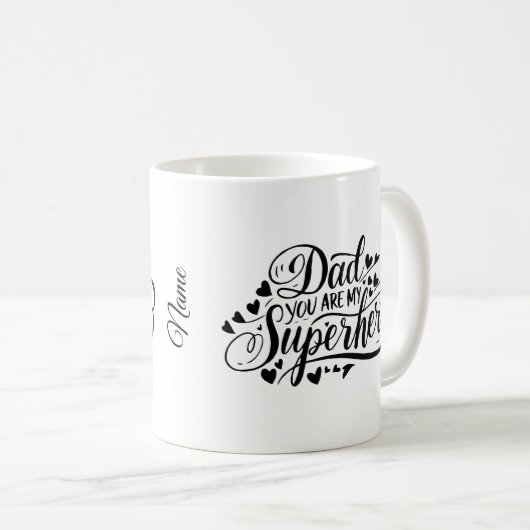 Een gepersonaliseerde Jij bent mijn Hero Pap Mok (Voorkant rechts)