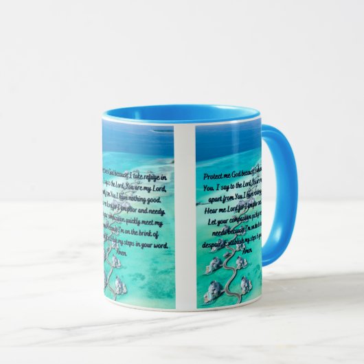 Een geprezen Mok voor bescherming en vrede van twe (Voorkant rechts)