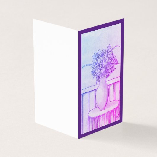 Een geschenk van bloemen - paars kaart (Buitenkant)