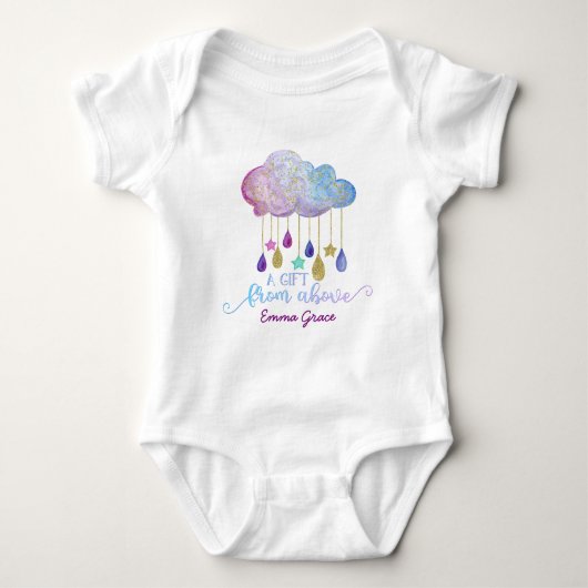Een geschenk van boven regenboog wolk & gouden bab romper (Voorkant)