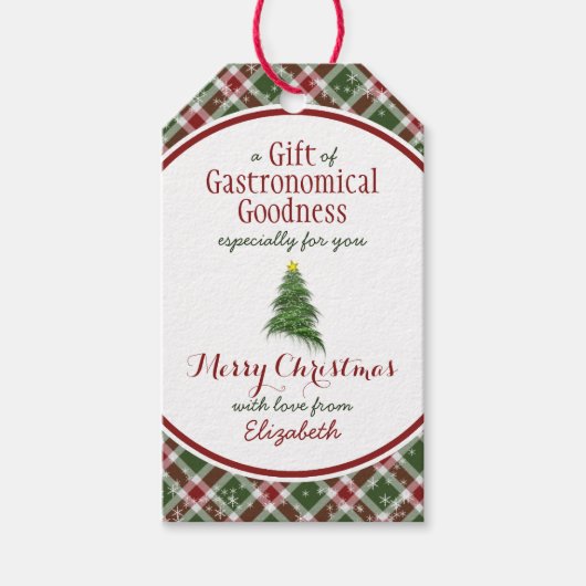 "een geschenk van gastronomische goedheid" Kerstmi Cadeaulabel (Voorkant)