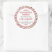 "een geschenk van gastronomische goedheid" rode ke ronde sticker (Tas)