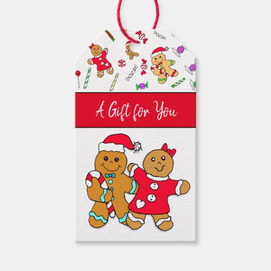 Een geschenk voor u peperkoek man kerst cadeaulabel (Voorkant)