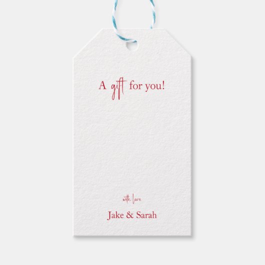 Een geschenk voor u Rode tekst gunst Cadeaulabel (Voorkant)