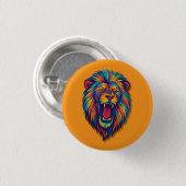 Een geschilderde LEEUW knop Ronde Button 3,2 Cm (Voorkant /achterkant)