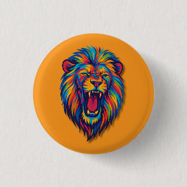 Een geschilderde LEEUW knop Ronde Button 3,2 Cm