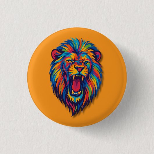 Een geschilderde LEEUW knop Ronde Button 3,2 Cm (Voorkant)