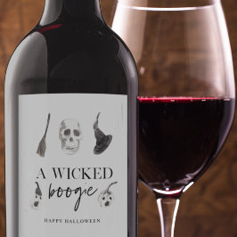 Een geschoold Boogie | Happy Halloween Wijn Etiket