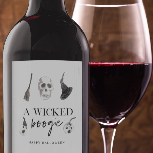 Een geschoold Boogie | Happy Halloween Wijn Etiket