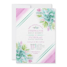 Een geslaagde waterverf groene paarse bruiloft uit