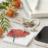 Een gesloten Bloem op een Witte Achtergrond Sleutelhanger (Voorkant Rechts)