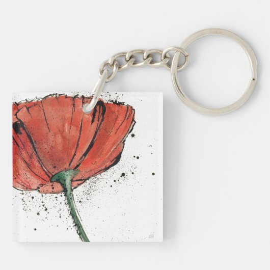 Een gesloten Bloem op een Witte Achtergrond Sleutelhanger (Achterkant)