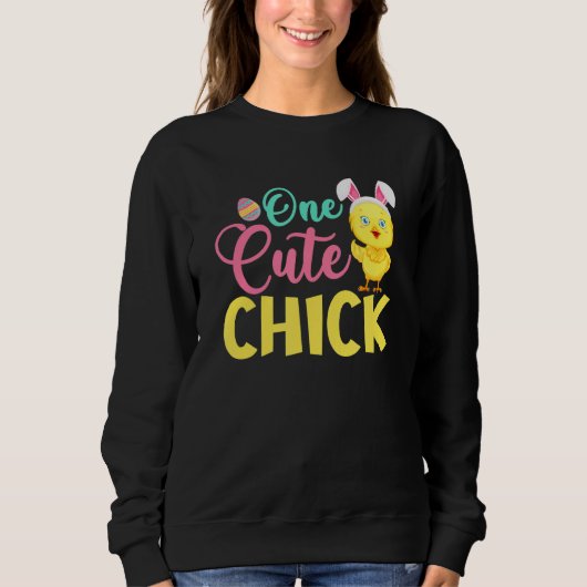 Een gesneden chick bunny oor paasdag trui (Voorkant)