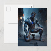 Een gespierd man met één knie op de grond lijkt briefkaart (Voorkant / Achterkant)