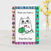 Een Gesponnen dag hebben | Kat Pun-vriendschap Kaart (Gele Bloem)