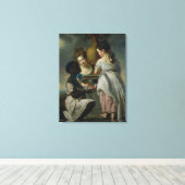 Een gesprek tussen meisjes, of twee meisjes canvas afdruk (Insitu (Houten vloer))