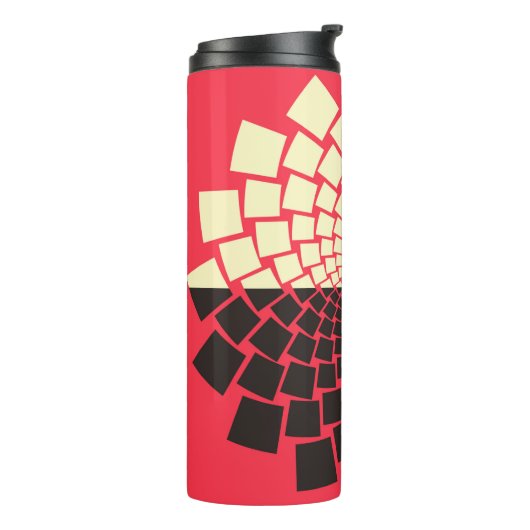 Een gestileerde bloem die uit water komt, of een s thermosbeker (Gedraaid links)